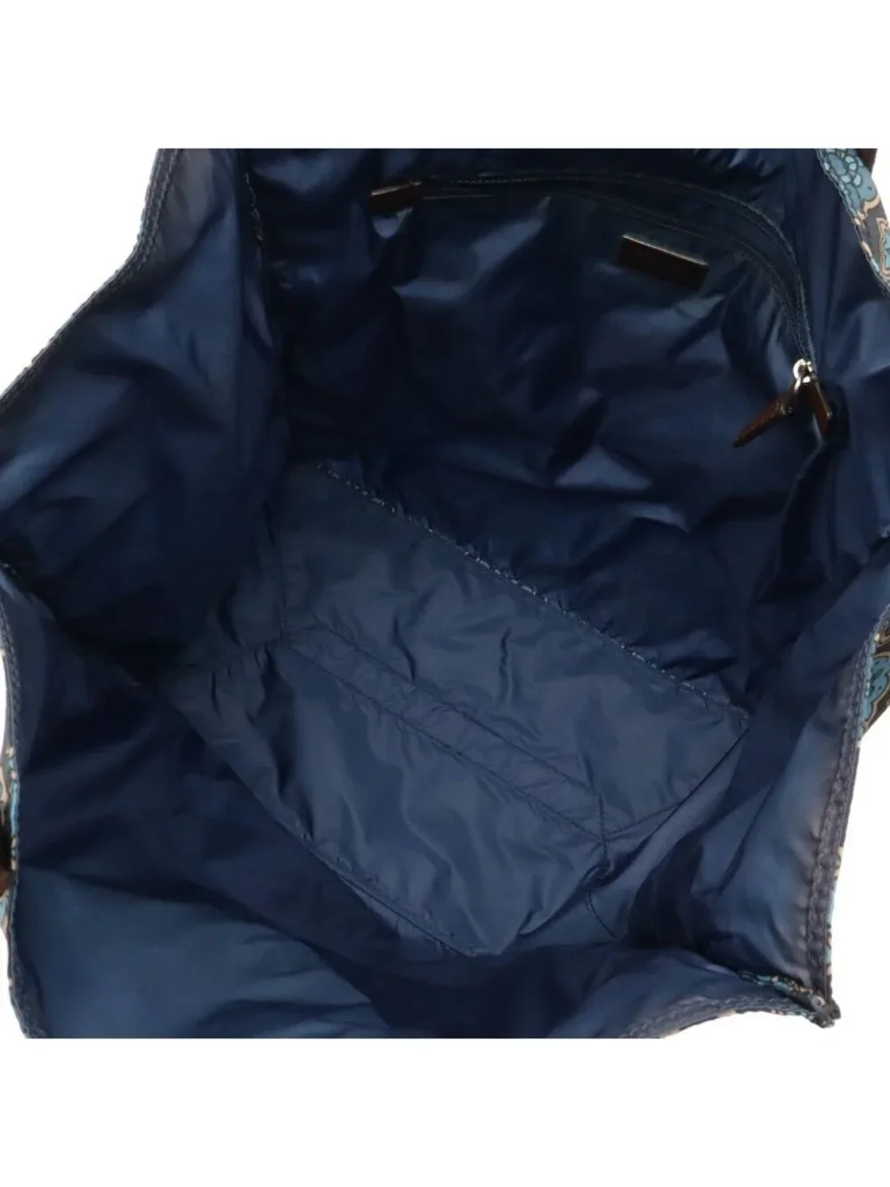 Prada Triangle Logo Tessuto Stampat Tote All Over Print Nylon Leather Navy